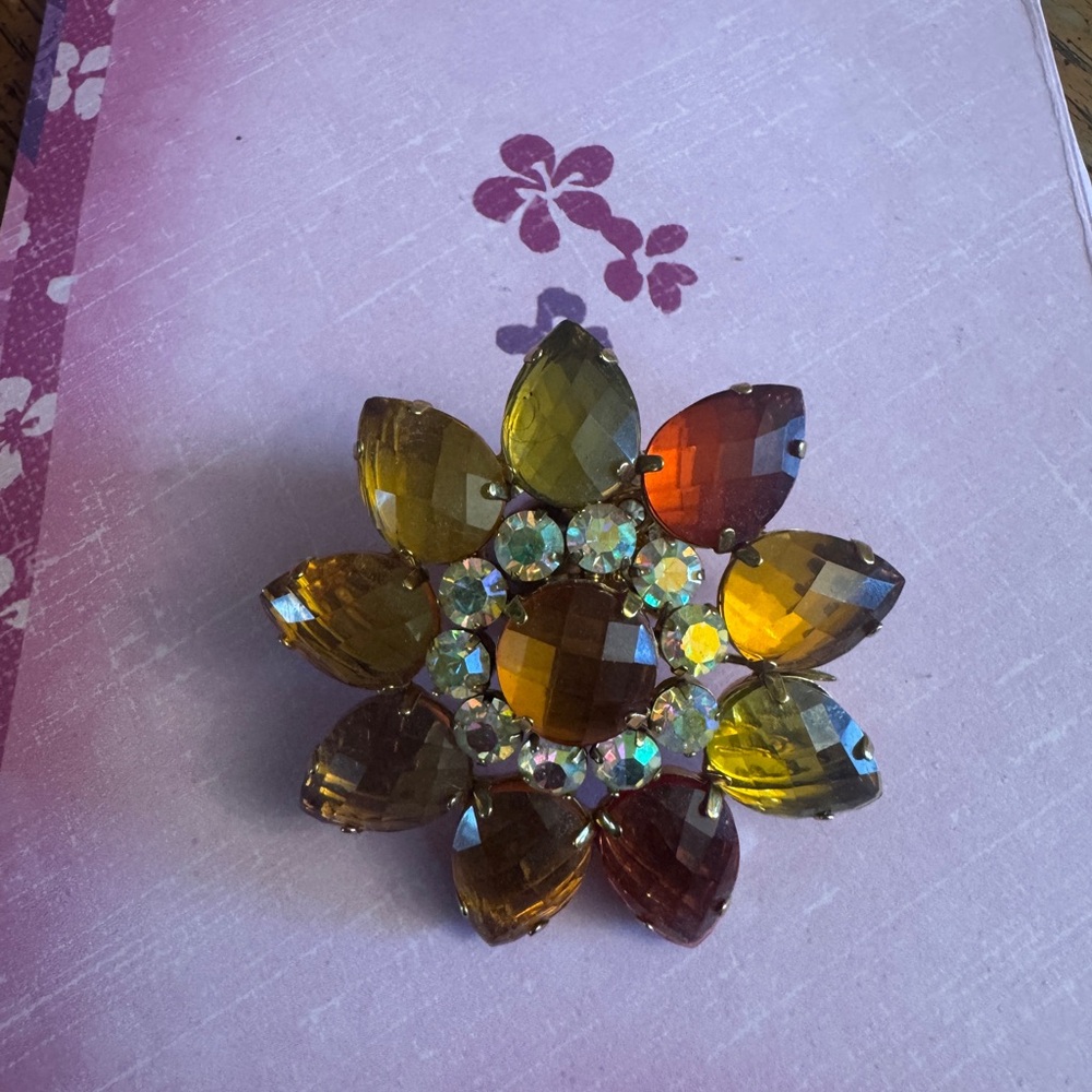 Joan Rivers Yellow and Orange Floral Brooch